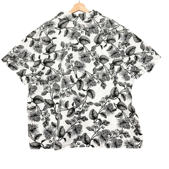 Hot Cotton Floral Linen Blend Button Front Blouse‎ - Picture 4 of 8